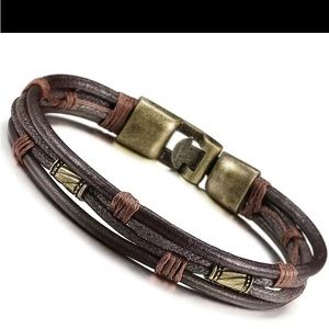 Braided Leather Rope BraceletMulti-layer Men's Bangle  Buckle Bracelet